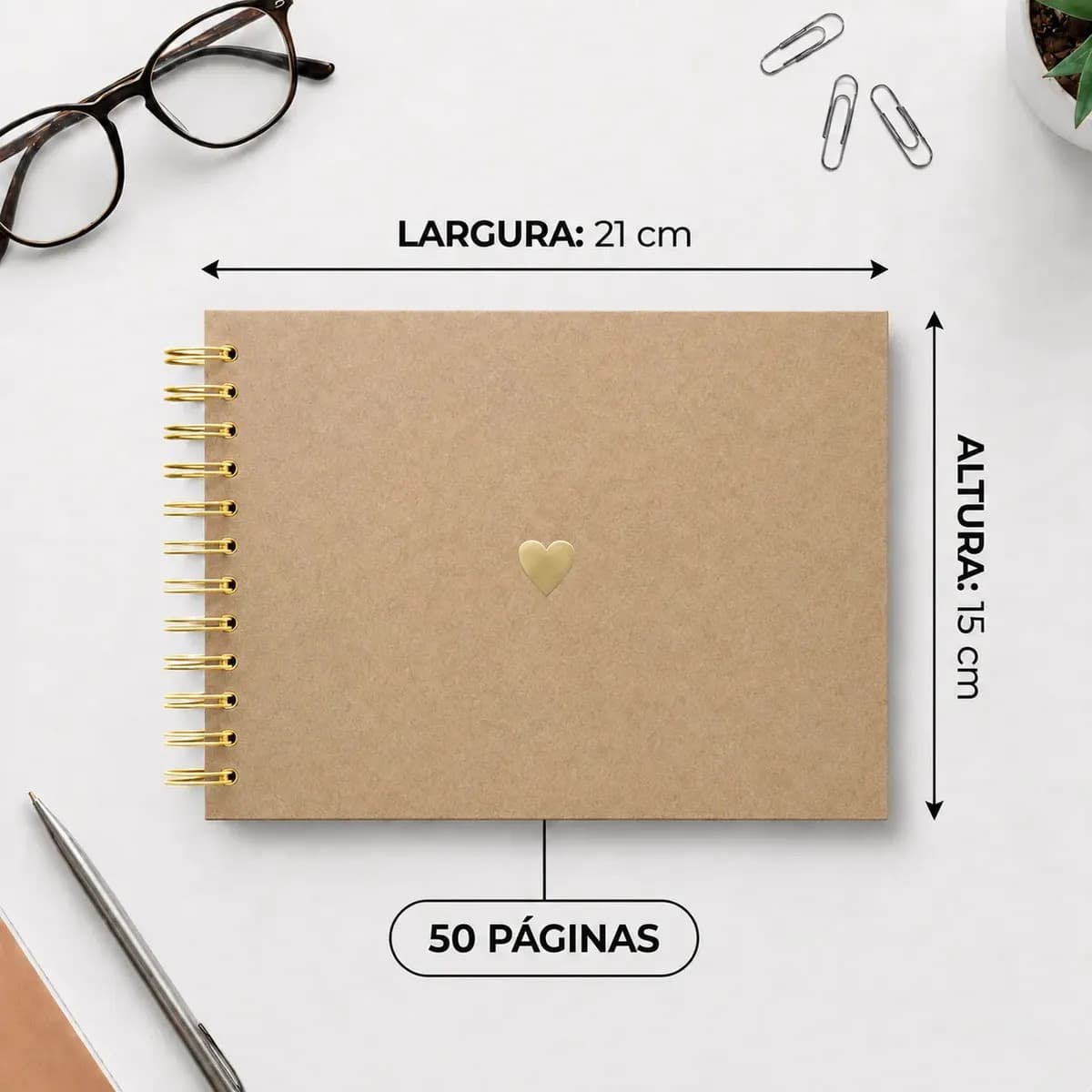 Álbum Scrapbook Namorados Dourado Capa Dura 15x21cm 50 Pág Marrom-claro Nós — imagem 4