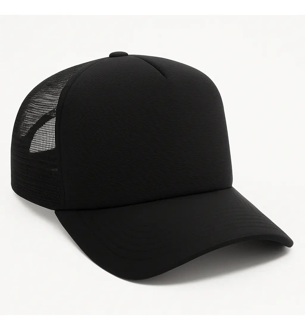 Boné Trucker Masculino Liso com Aba Curva Preto