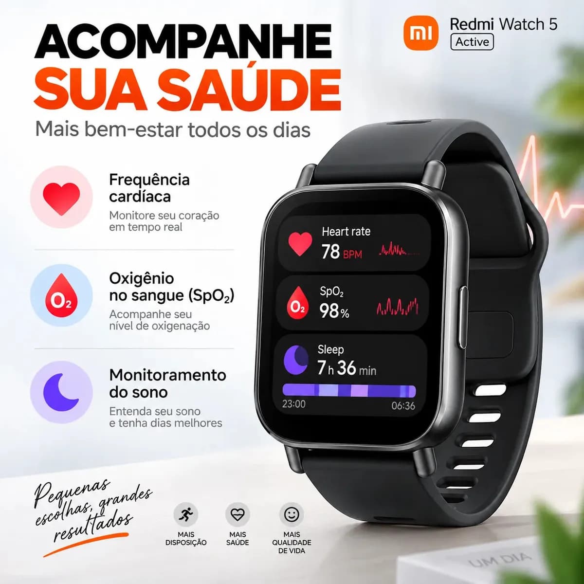 Smartwatch Xiaomi Redmi Watch 5 Active Tela Lcd 2.00 Preto — imagem 5