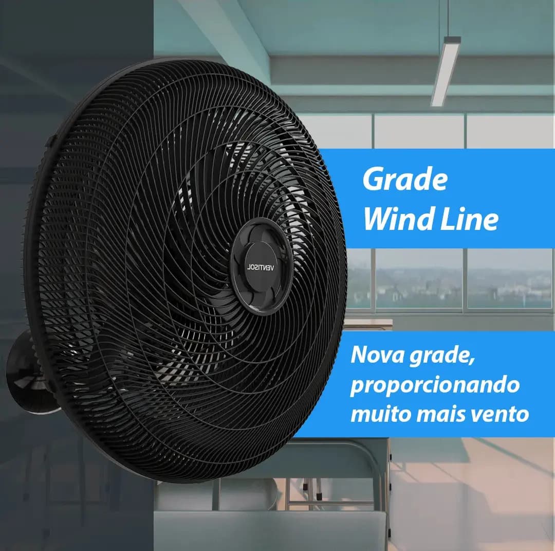 Ventilador De Parede Ventisol New Azul 3 Velocidades Estrutura Preto Diâmetro 50 Cm Material Das Pás Plástico — imagem 6