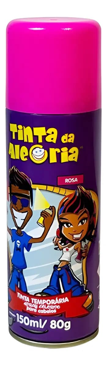 Tinta Spray Carnaval Festa Cabelo Temporária Rosa 150ml Colorida Lavável