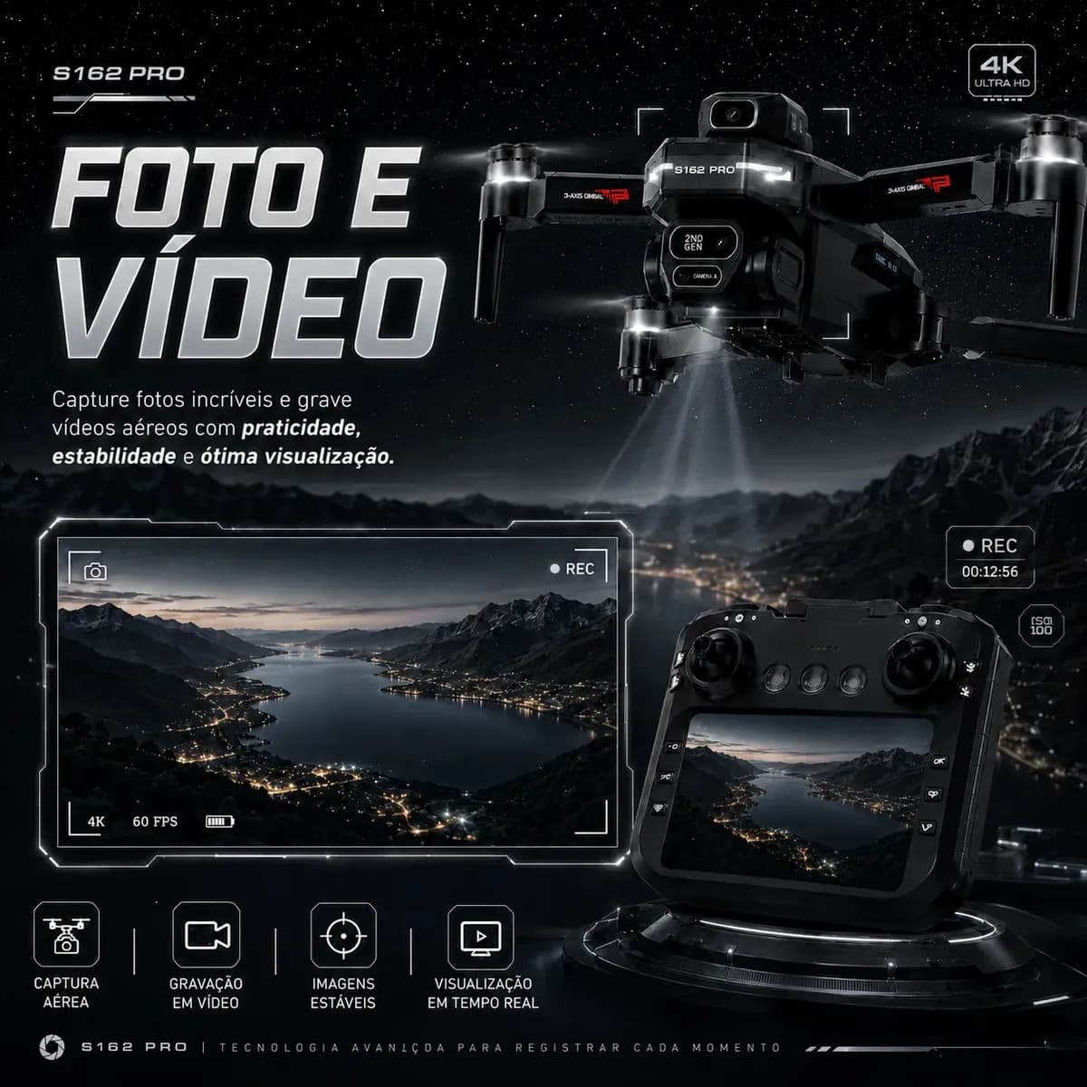 Drone Profissional Gt8 Pro 4k Ultra Hd Com Câmera Aérea Desvio Inteligente De Obstáculos Controle Por Gestos Motor Sem Escovas Voo Estável E Kit Completo Acessó — imagem 6