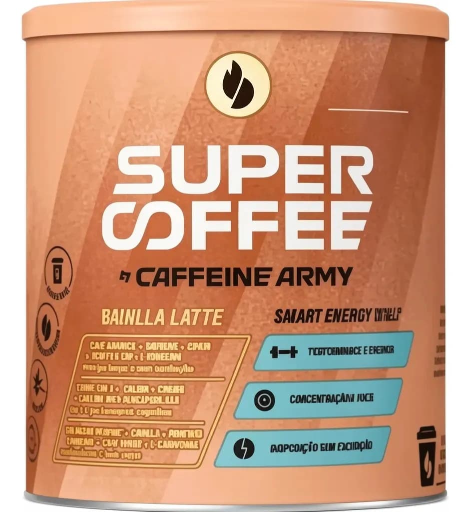 Super Coffe By Caffeine Army (pote) 220g Sabor Vainilla latte — imagem 5