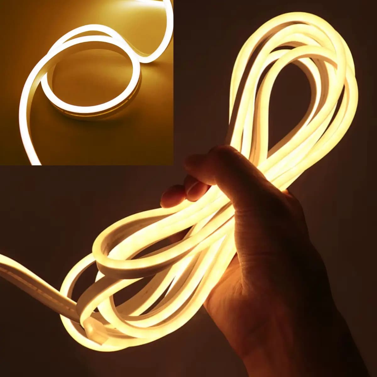 Fita LED Neon Flexível 3528 120Led VLX 5 metros Mangueira Corte 2,5cm Cor da Luz Branco Quente Tensão IP65 3000k Alto Brilho — imagem 2