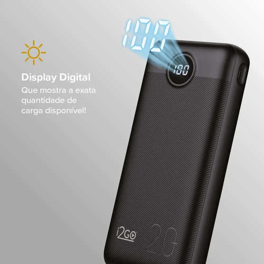Carregador Portátil Power Bank Turbo i2GO 20000mah 20w Com Display Digital — imagem 4