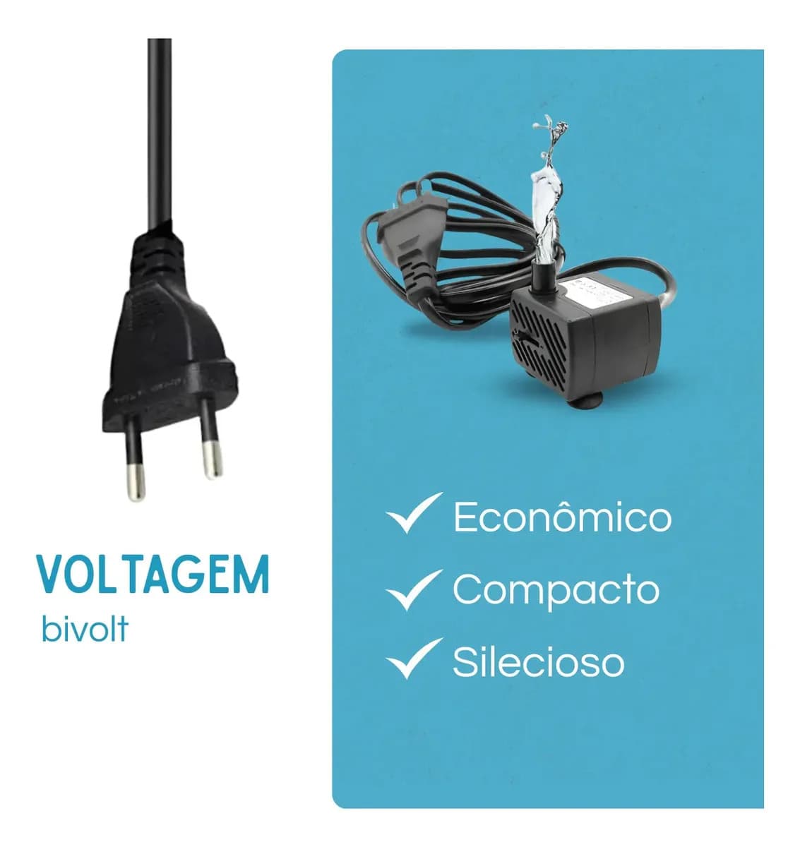 Bomba Submersa 200 L/h Bivolt 3w Fontes Aquarios Bebedouro — imagem 6