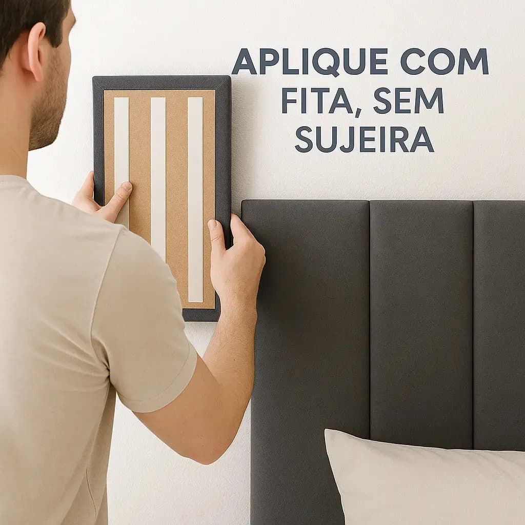 Cabeceira Queen 160cm Cama Box Kit 8 Módulos Adesivo Dubai Cor Cinza-escuro — imagem 5