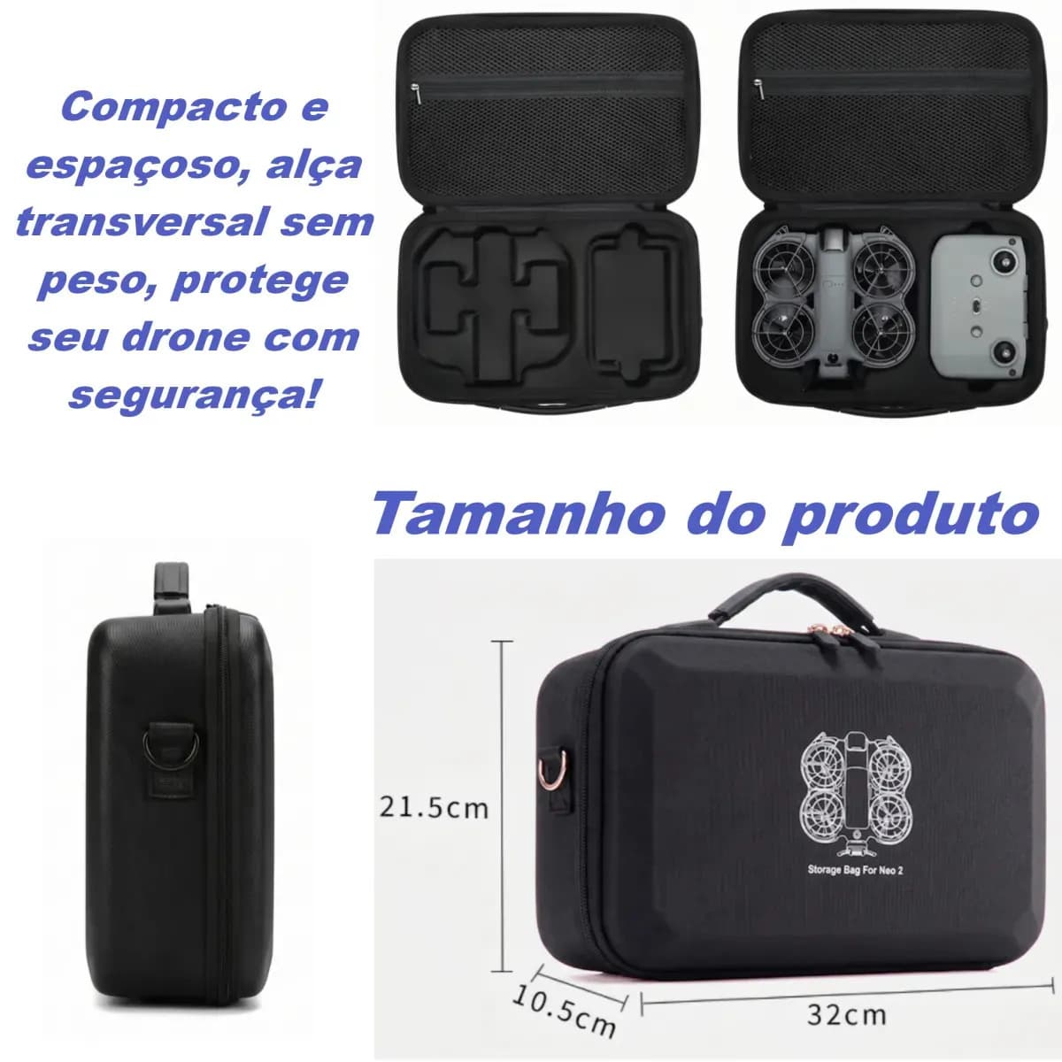 Mochila Sunble Protetora Impermeável para Drone DJI Neo 2 com Alça de Ombro — imagem 4