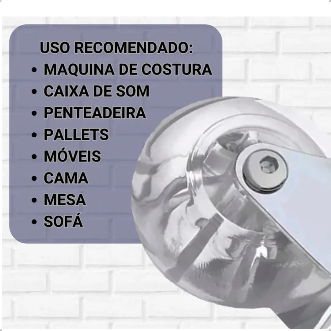 Kit 8 Rodinhas Para Moveis Rodízio Roda HD 50mm Silicone Reforçada Giratória Com Trava 2 Polegadas Com Placa E Freio Gel — imagem 4