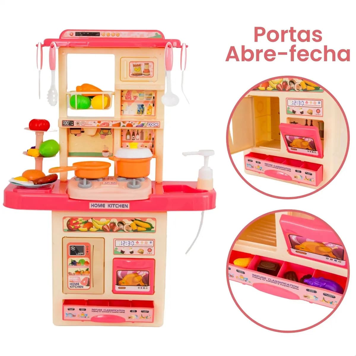 ATENTU Kit Cozinha De Brinquedo Completa Infantil Cor Rosa — imagem 5