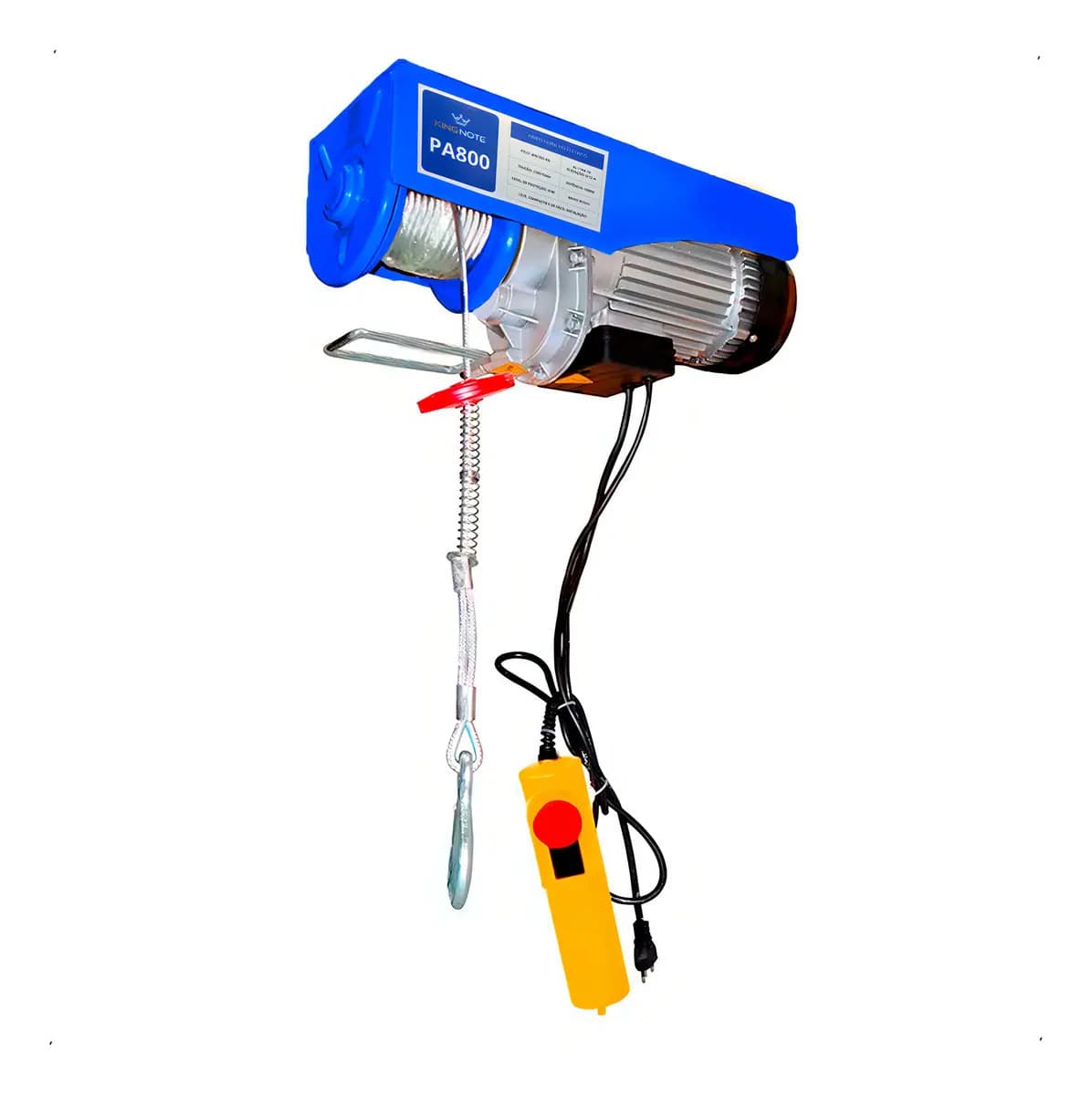 Talha Elétrica 400/800kg Elevação 12m 1500W Guincho de Coluna Cabo de Aço King Note