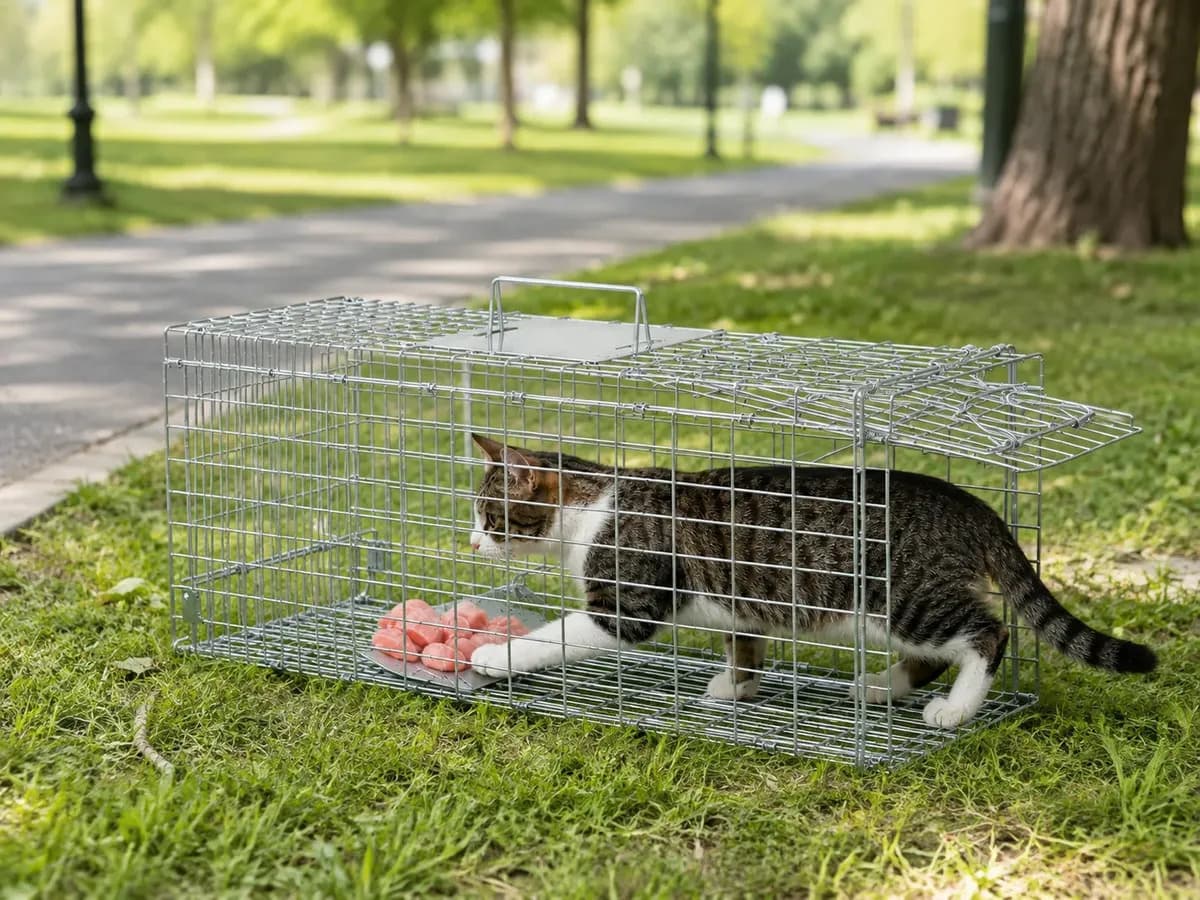 Armadilha Gatoeira Grande Dobravel Porta Automática,Desmontavel Armadinha Para Pegar Gato Gaiola Pega Gato — imagem 5