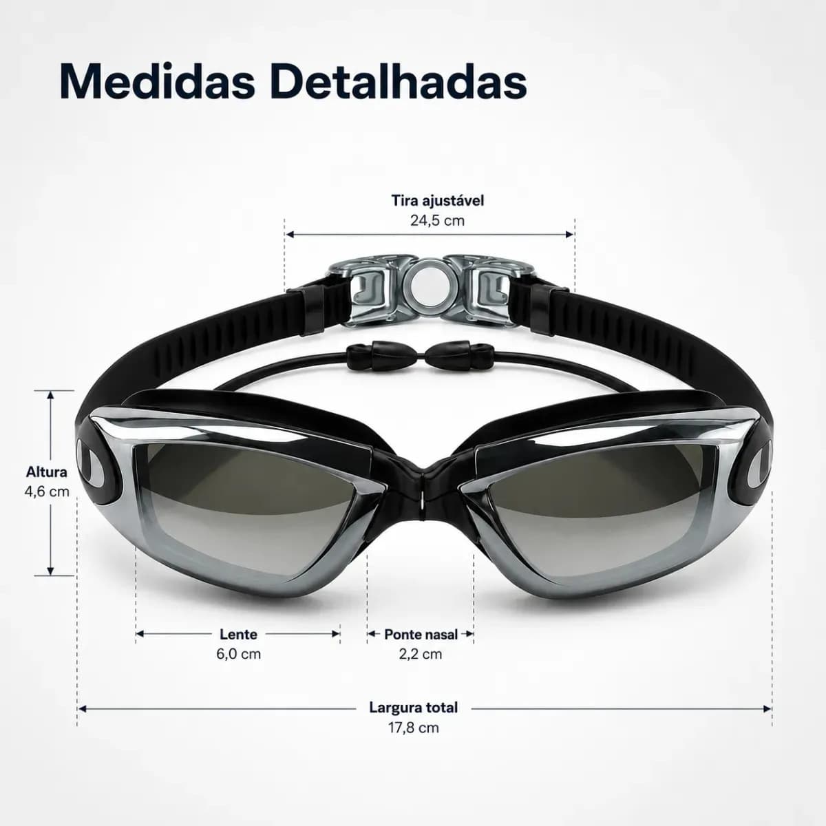 Óculos De Natação Profissional Anti Embaçamento Piscina Mar Pazie Modelo Premium — imagem 5