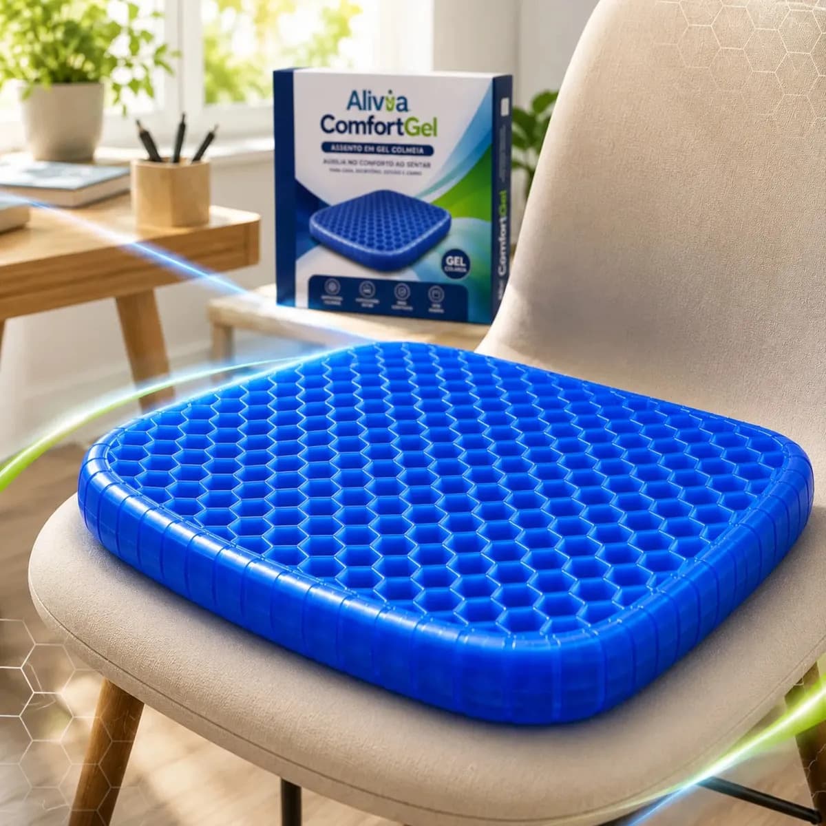 Almofada Assento Egg Da Jcanova Store - Hemorroida Ortopédico Cóccix Pós-parto Silicone Cadeira Tratamento Lesão Especial Macia Confortável Banco Carro Dores Az