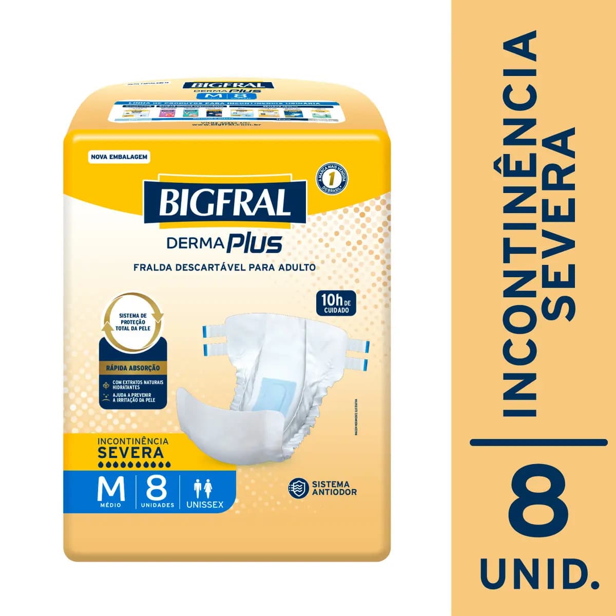 Fralda Bigfral Derma Plus M 8 Unidades Tamanho Médio — imagem 2