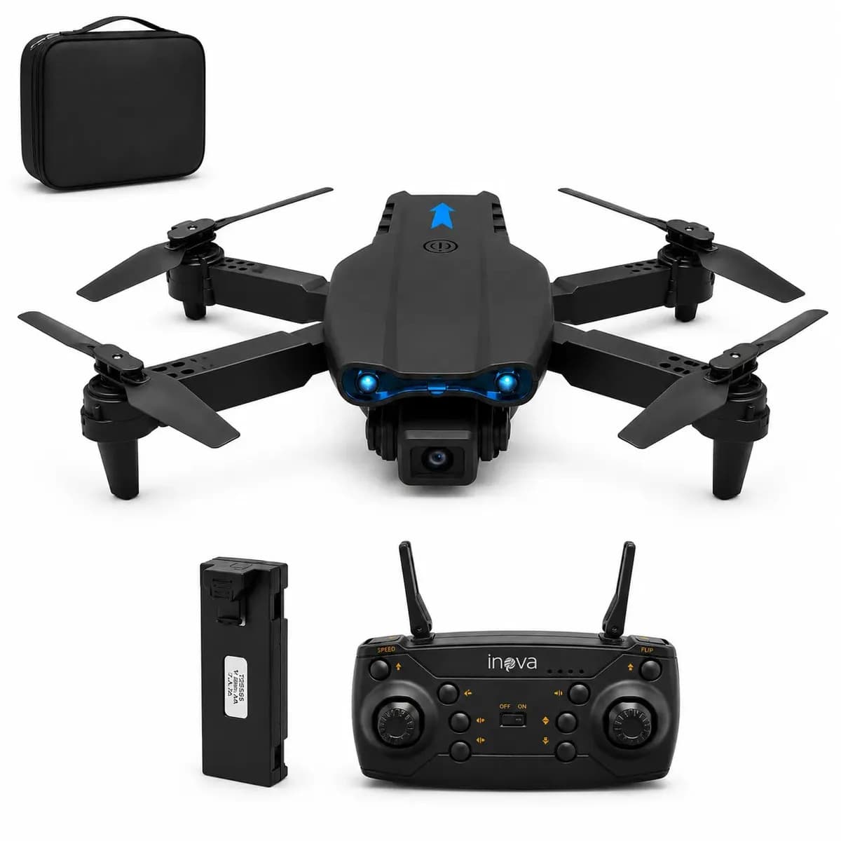 Drone E99 Câmera Dual 4k Sensor Obstaculos Manobras Com Controle Remoto Fpv Estabilidade Estavel 1 Bateria 10 minutos Preto