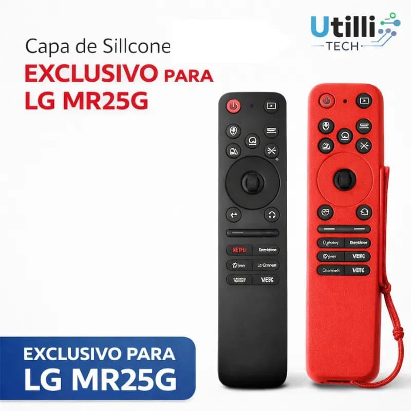 Capa de Silicone Brilha no Escuro para Controle LG MR25GA Vermelha com Aro — imagem 3