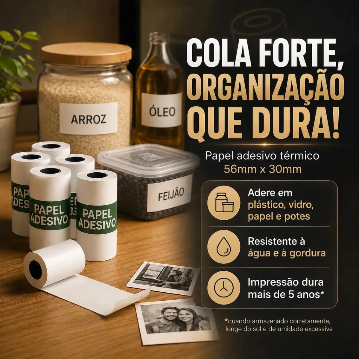 10 Rolos Bobinas Continua Papel Térmico Adesivo 57x30mm para Mini Impressora Portátil, Câmera Infantil que Imprime Fotos, Refil Autocolante Sem Tinta para Etiqu — imagem 2