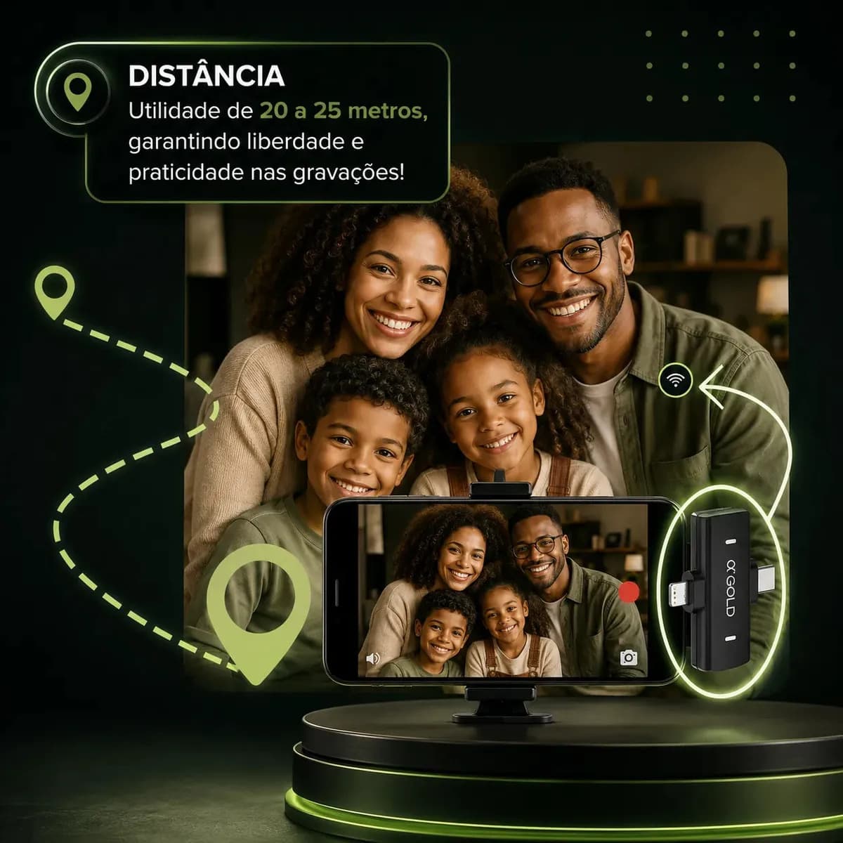 Microfone Lapela A'Gold MCF-38D Sem Fio para iPhone e Android com 2 Microfones — imagem 4