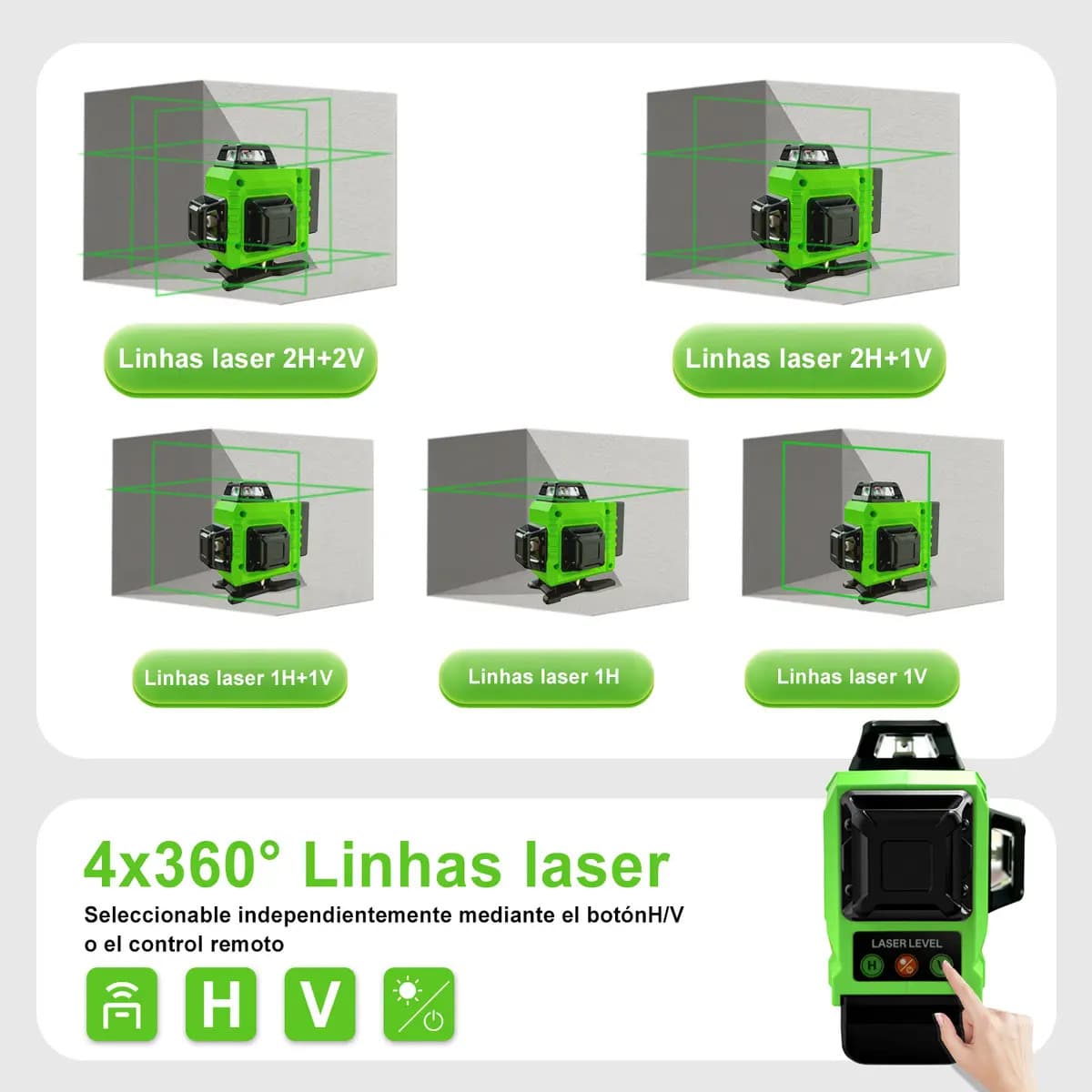 Nível Laser Verde 16 Linhas War Shark 2 Bateria+1.2m Tripé — imagem 5