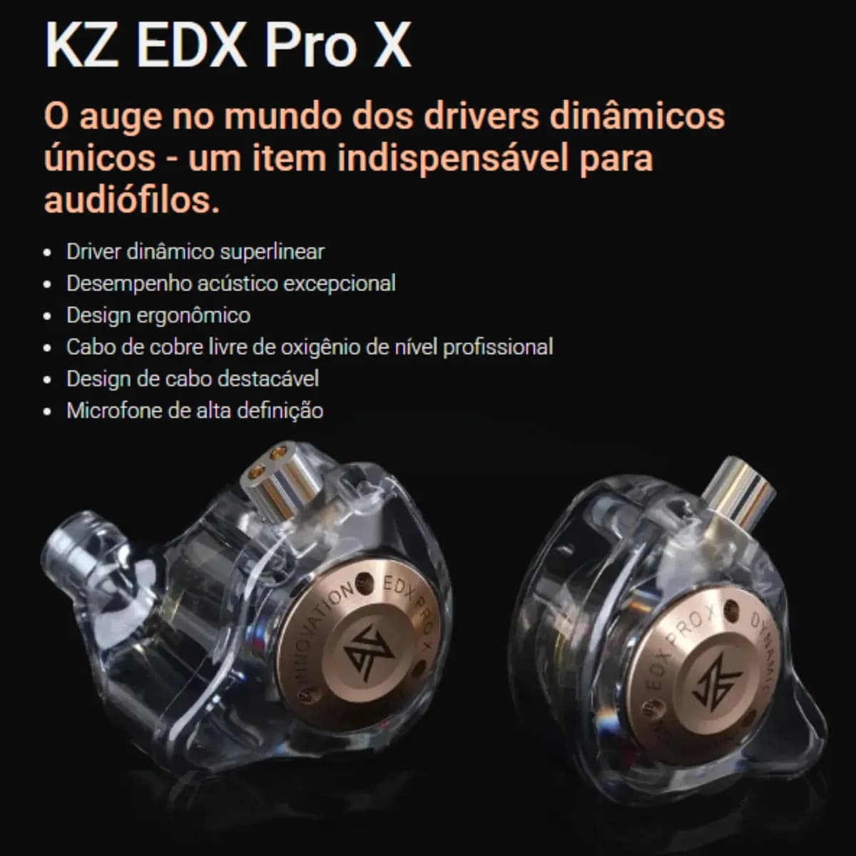 Fone De Ouvido In-ear Gamer KZ EDX Pro X Sem Microfone — imagem 2