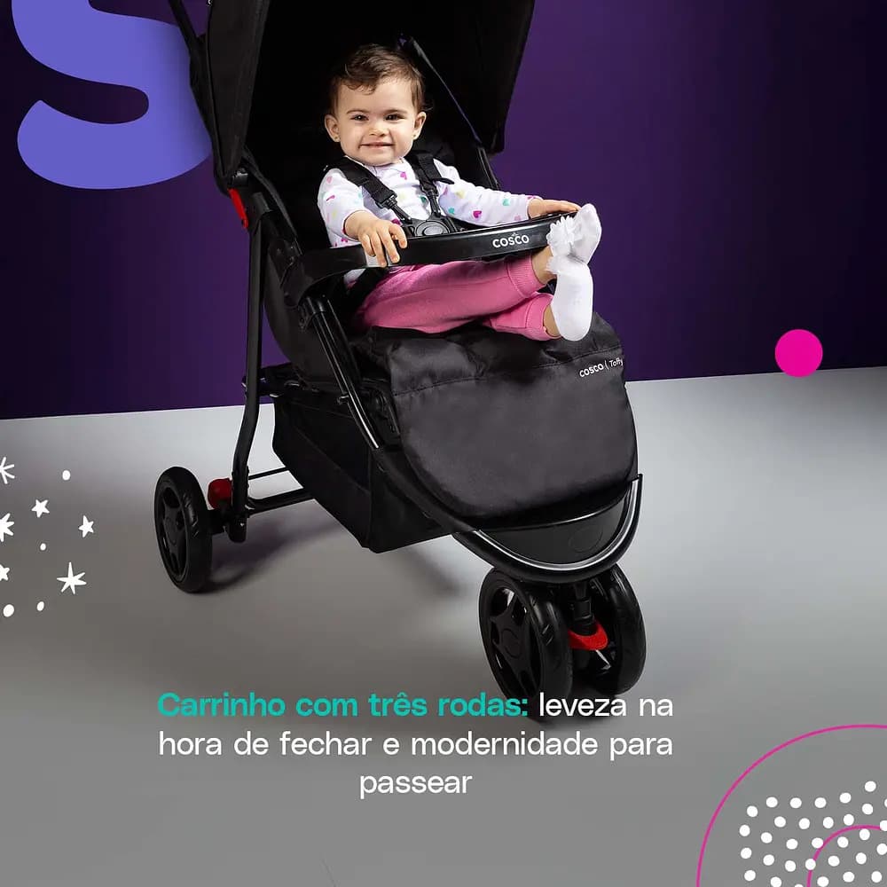 Carrinho de Bebê Cosco Kids, Toffy, Preto Absoluto — imagem 2