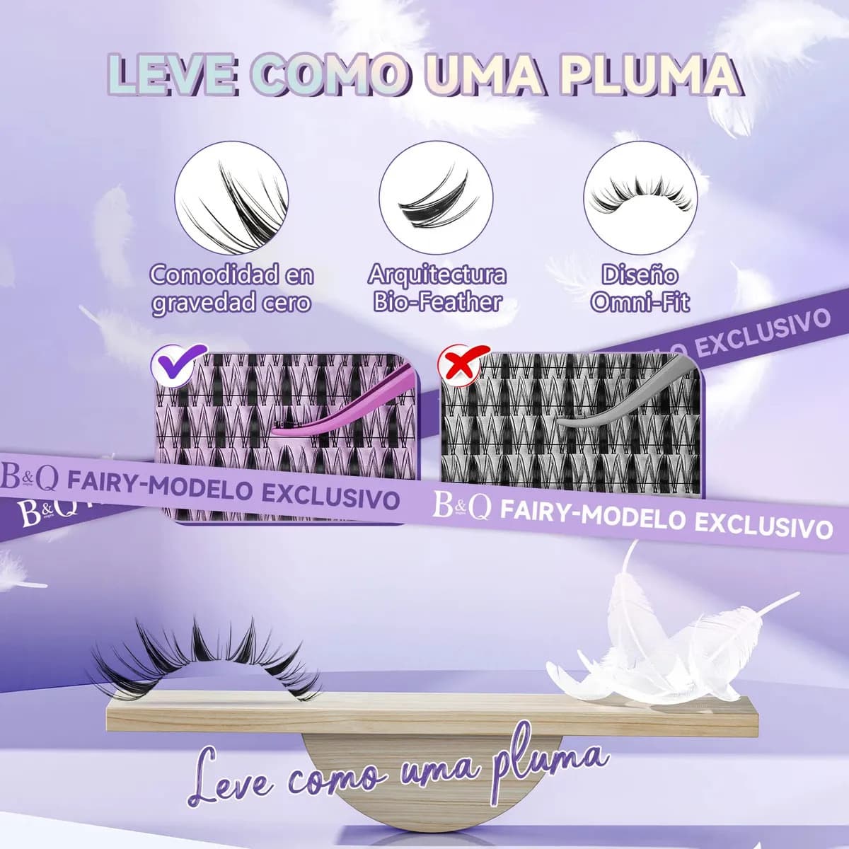 Kit Extensão de Cílios B&Qaugen Fairy de Mink Sintético Curvatura D para Iniciantes — imagem 5