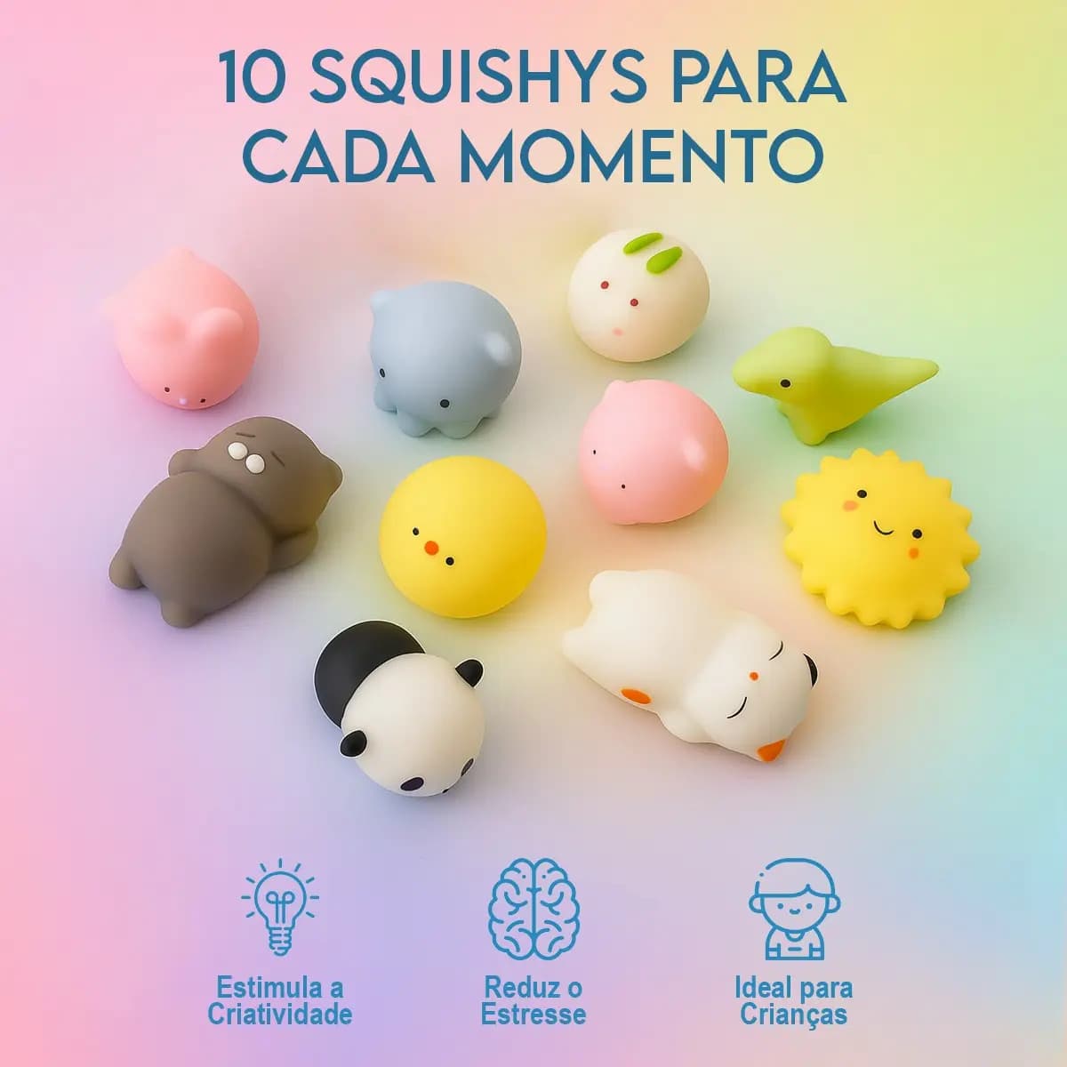 Kit 10 Squishy Mochi Bichinhos Macios De Apertar Antiestresse Brinquedo Sensorial Relaxante Criativo Para Crianças E Adultos Diversão Garantida Tendência Popula — imagem 4