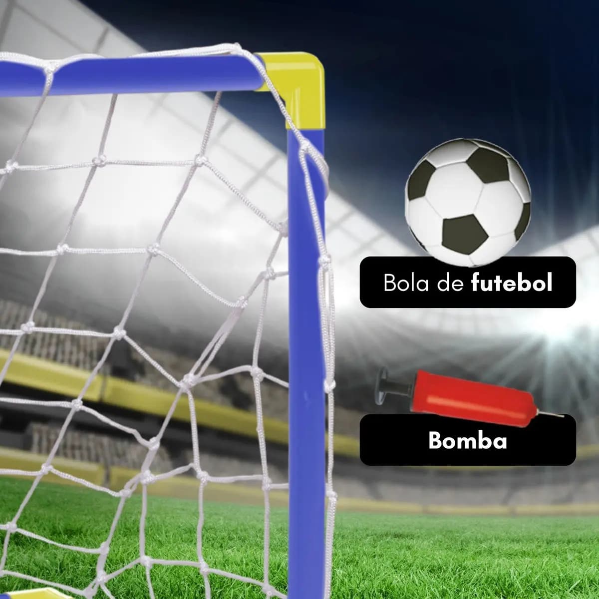 Trave Futebol Gol Kit Mini Golzinho Infantil Brinquedo Bola Azul — imagem 4