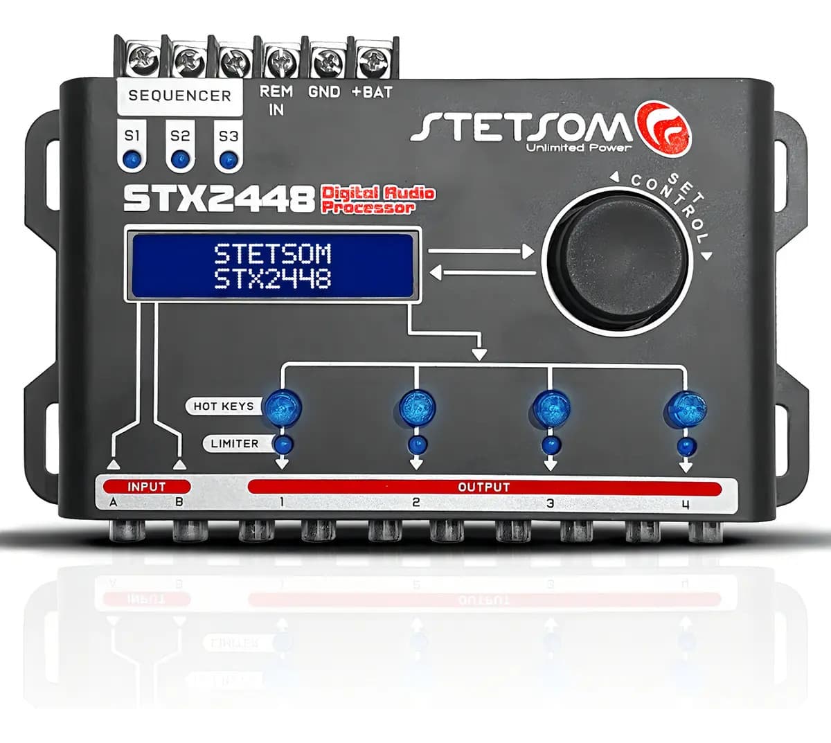 Processador de Áudio Digital Automotivo Stetsom STX2448 com Crossover e Equalizador