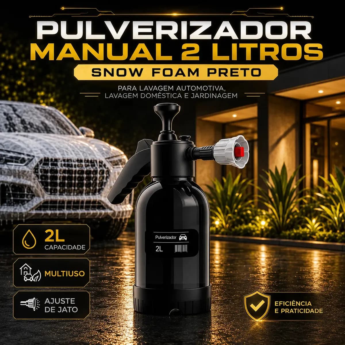 Pulverizador Manual 2 L Snow Foam Profissional Com 3 Bicos para Espuma Ativa — imagem 4
