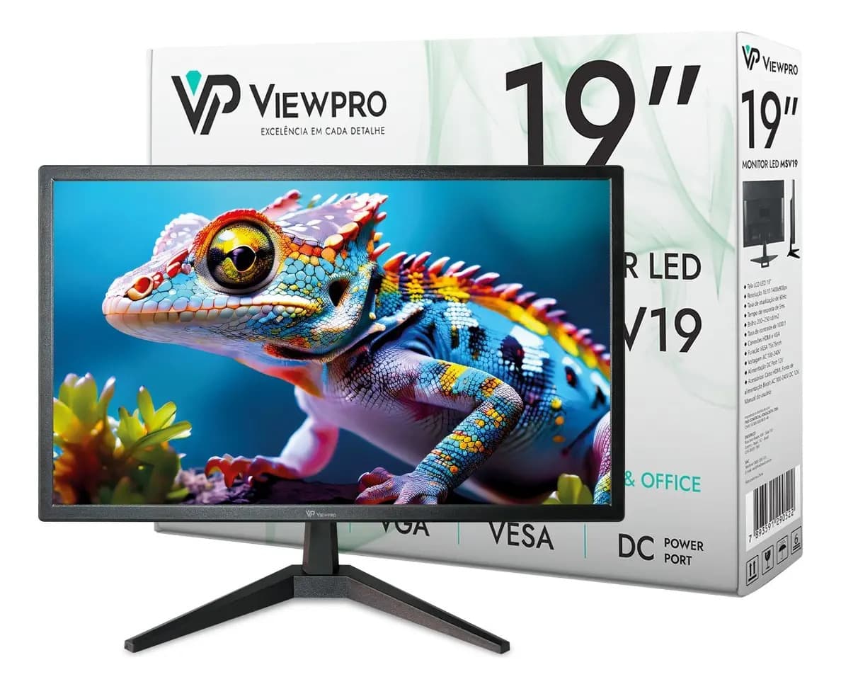 Monitor LED 19" ViewPro Resolução 1440x900 HDMI VGA VESA Preto — imagem 5
