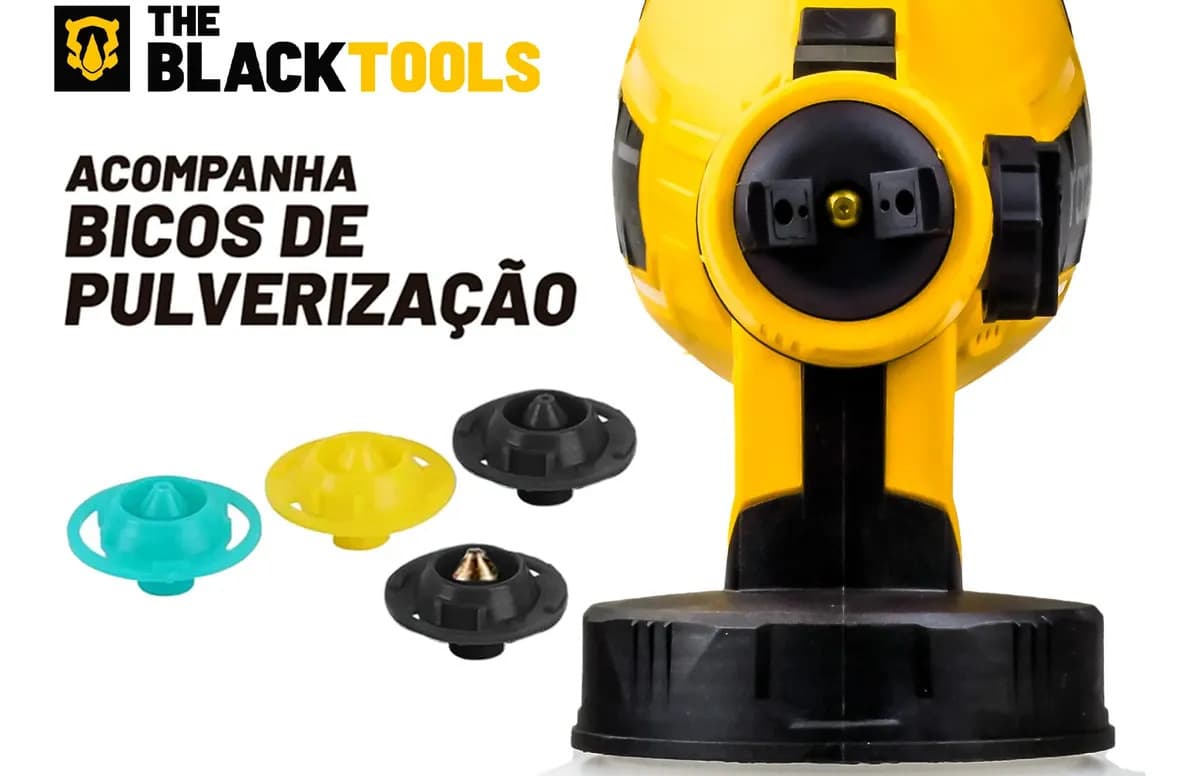 Pistola De Pintura E Pulverizadora Elétrica Portátil Hvlp 1.250l C/5 Bicos E Acessórios 600w Tpp150 The Black Tools — imagem 6