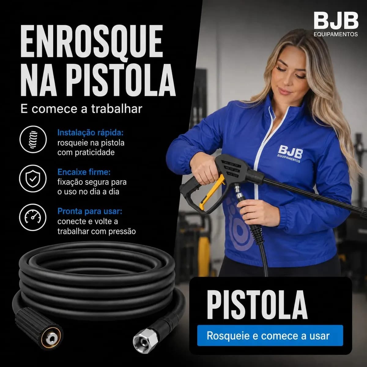 Mangueira Lavadora Alta Pressão Compativel com Wap Ousada Plus 2200, Atacama Black 2200, Tekna HLX110 com 5 metros — imagem 6