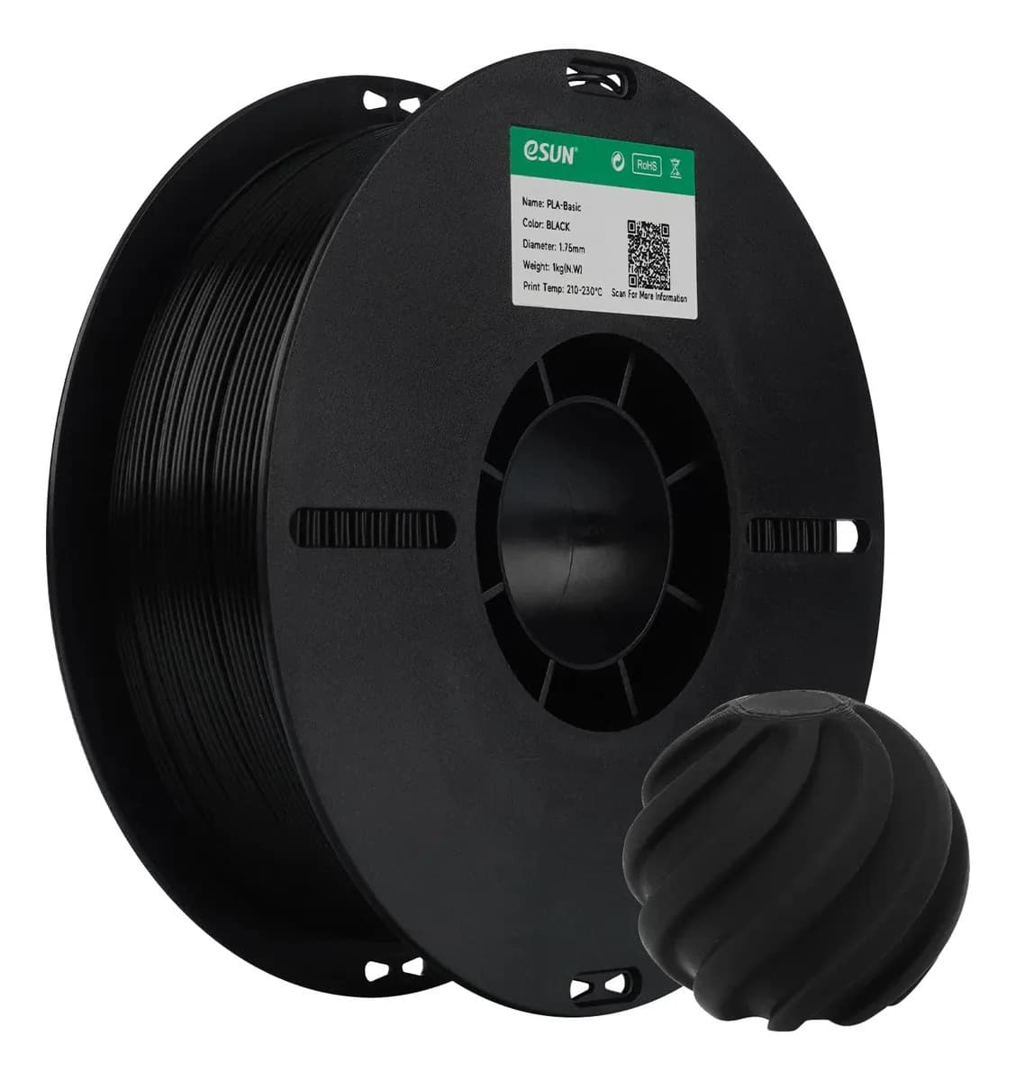 Filamento De Impressão 3d Básico Esun Pla 1 Kg, Cor Preto