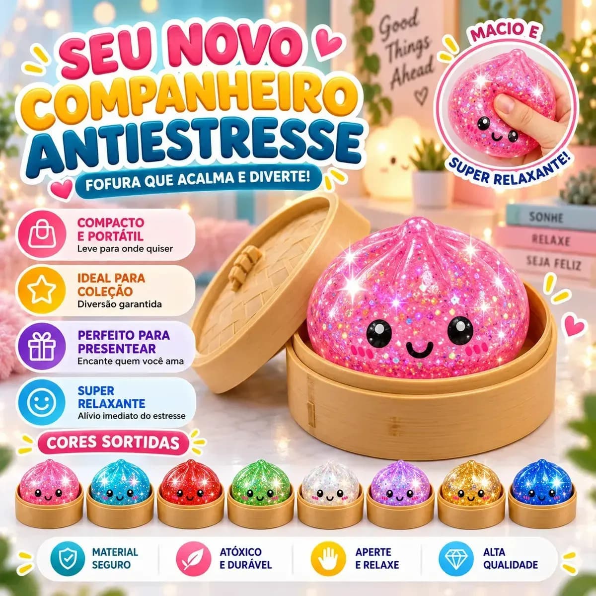 Squishy Brinquedo Antistress Macio Glitter Raro Colecionável — imagem 4