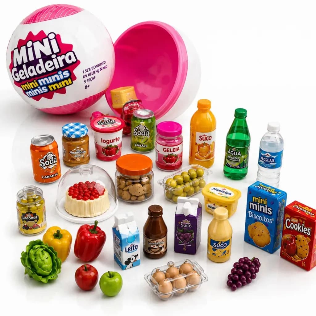 Kit 3 Bolas Surpresa Cápsula Mini Brands Hc-3006 Azul Colecionável Miniatura Realista Brinquedo Infantil — imagem 4