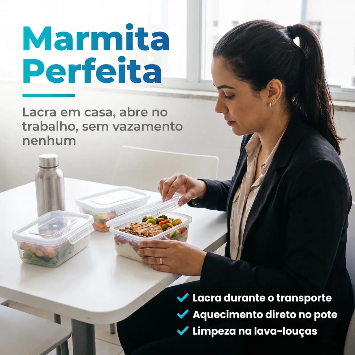 Kit 10 Potes 750ml com Tampa Trava Plástico Transparente para Mantimentos e Alimentos Marmita Organizador de Cozinha Geladeira e Freezer Jogo de Potes para Orga — imagem 2