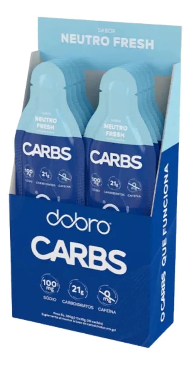 Suplemento em gel Dobro CARBS Carboidratos sabor neutro Sem Cafeína 10x30g