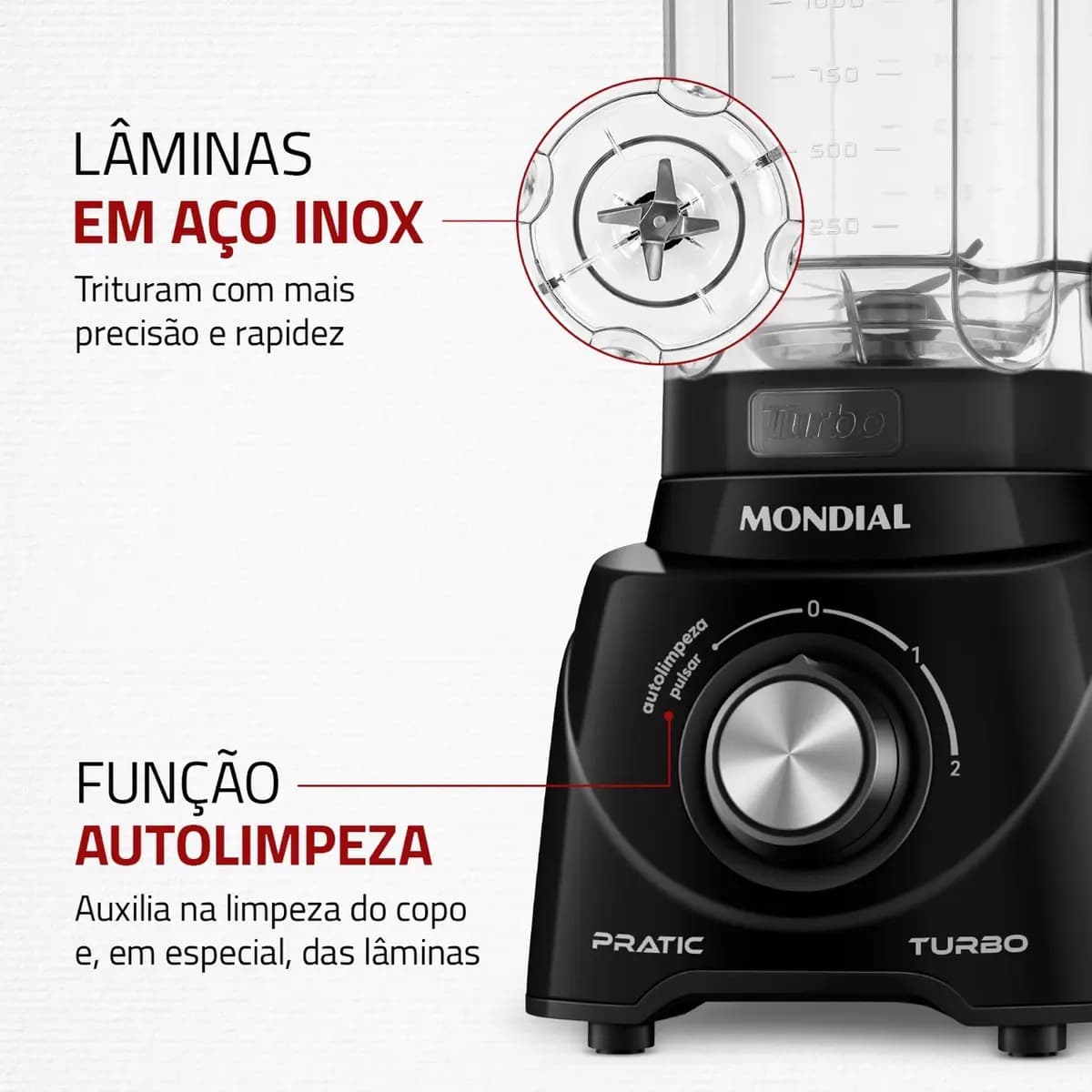 Liquidificador Pratic Turbo, Mondial, 550W - L-98-B — imagem 5