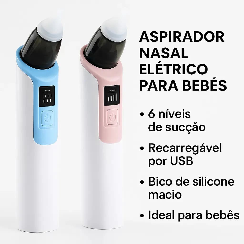 Sugador Aspirador Nasal Elétrico Infantil Recarregável 6 Velocidades com bico e filtros A2 Eletronics - Azul — imagem 2
