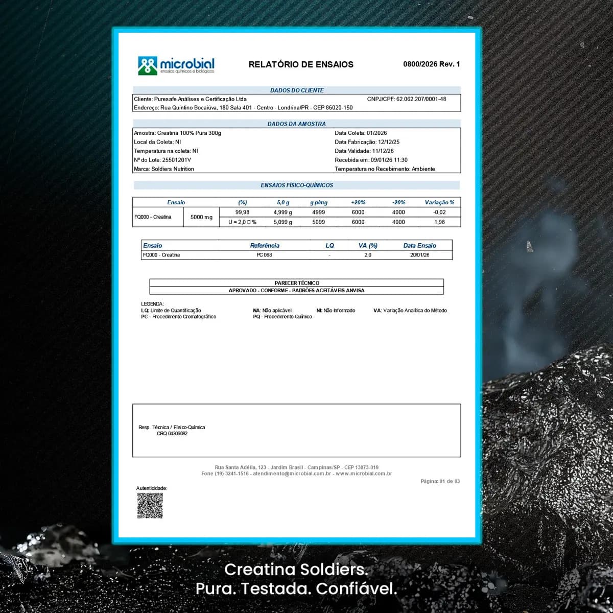 Creatina Soldiers Nutrition em pó Sem sabor x 500g — imagem 4