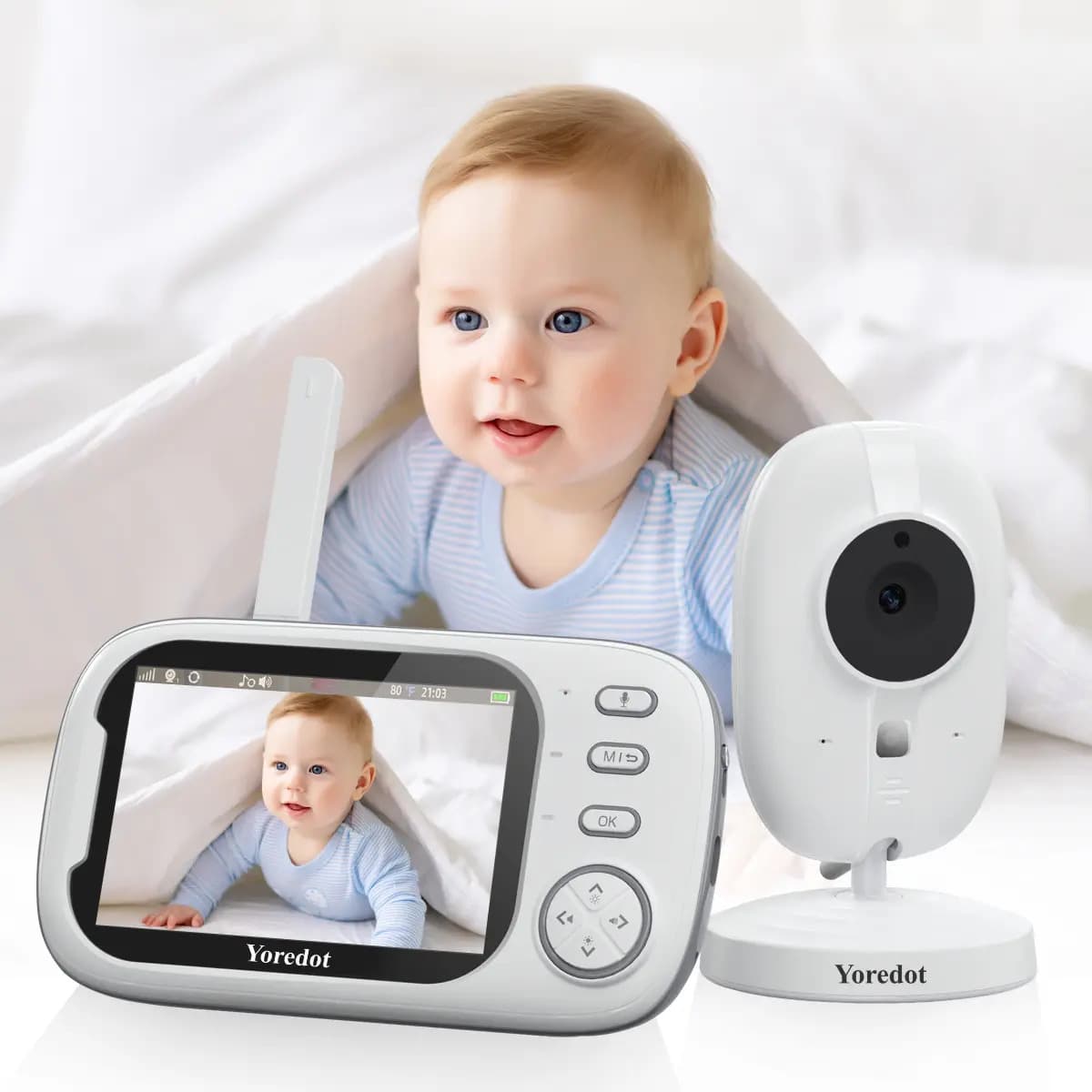 Babá Eletrônica Y-6000 Câmera Semfio Visão Noturna 18 h 3.5'' Lcd Tela Grande De Alta Definição Multifuncional Alarme Com Microfone — imagem 2