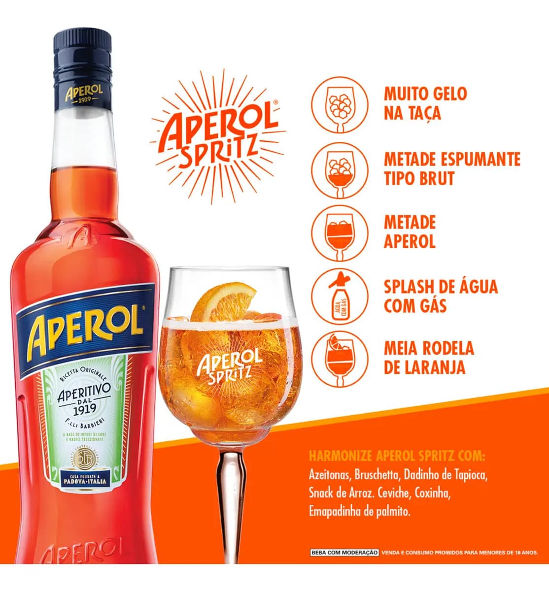 Aperitivo Aperol Spritz Italiano 750ml – Bebida Alcoólica — imagem 3