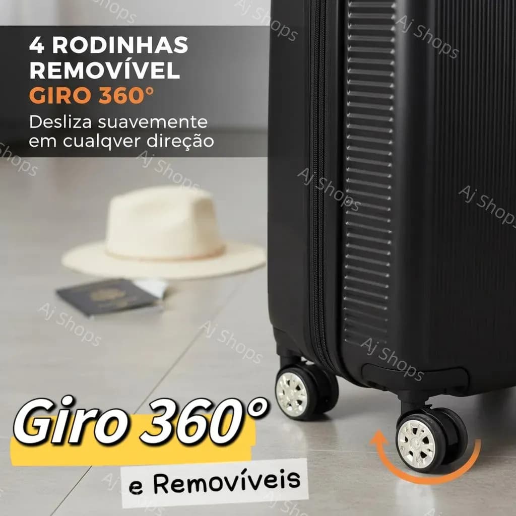 Mala De Viagem Sweet Studio Bordo Com Zíper Extensor Abs Rodinhas 360 Leva Na Cabine Do Avisão Resistente Preto 2090 — imagem 4
