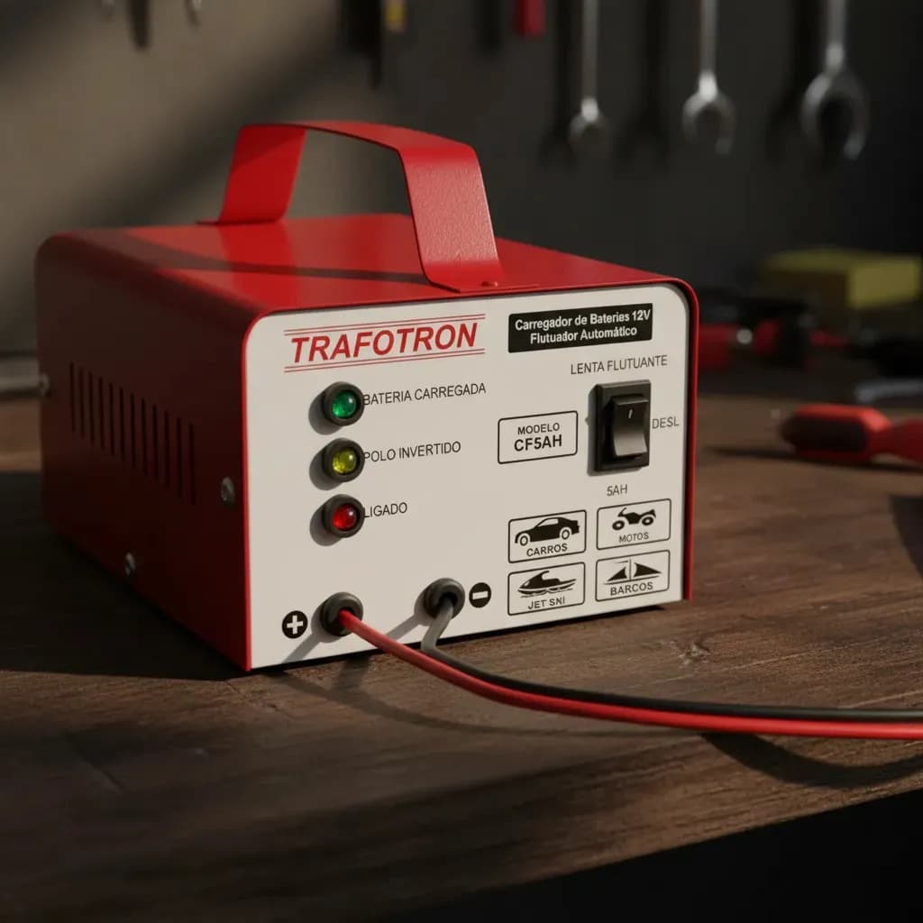 Carregador de Bateria Trafotron CF5AH para Carro, Moto e Barco 12V Bivolt com Carga Lenta e Semirrápida — imagem 2