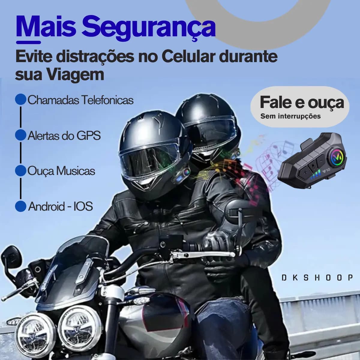 Fone Bluetooth Capacete Moto NeoXtek V10 Resistência Água IPX6 — imagem 5