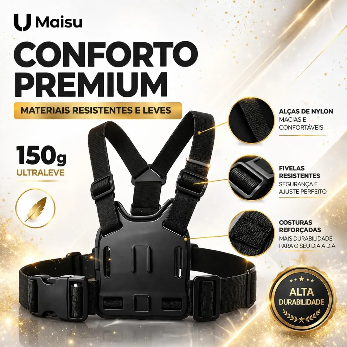 Suporte De Peito Para Celular Câmera Gopro Peitoral Torso Cinturão Ajustável Moto Bicicleta Esporte - U Maisu — imagem 5