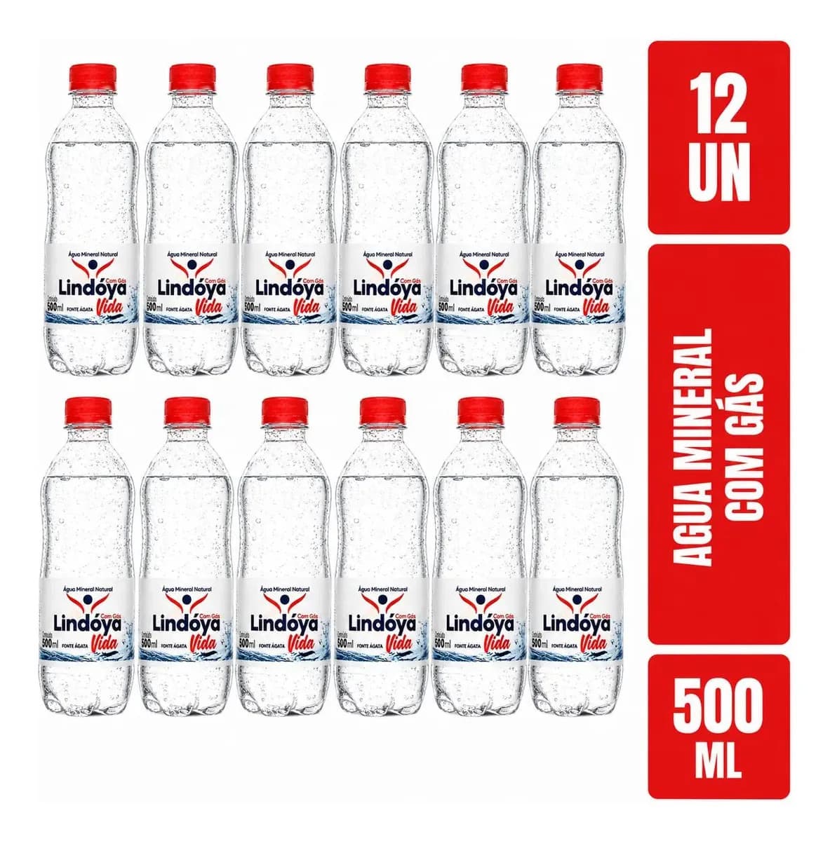 Água Mineral Com Gás Lindoya Vida 500ml 12un — imagem 3