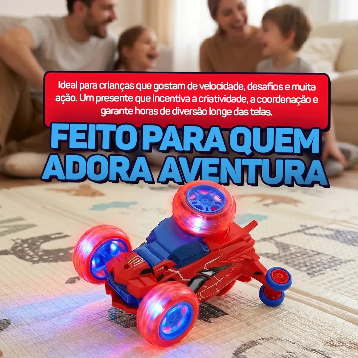 Carrinho de Controle Remoto Acrobático 360° para Crianças, com Luzes LED e Som — imagem 5